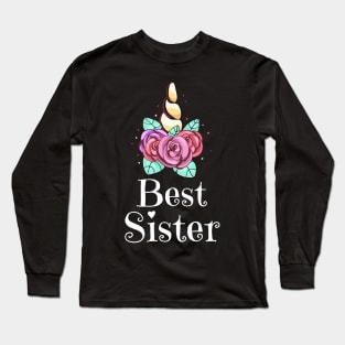 Best Sister Siblings Unicorn Family Floral Long Sleeve T-Shirt